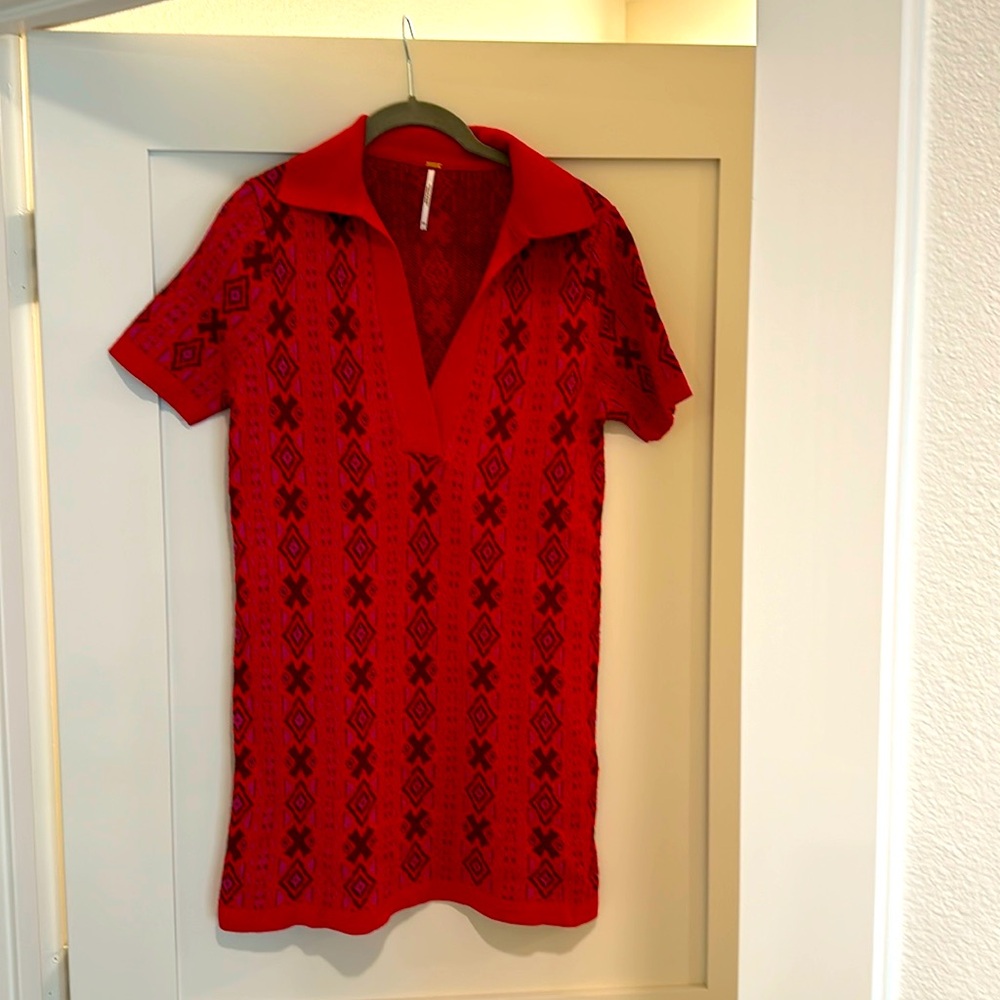 Free People Mini Red Sweater Dress